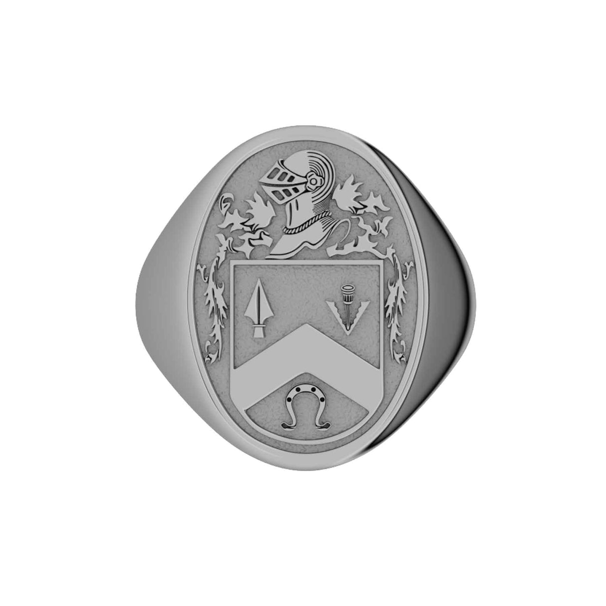 Silver Florentine Finish Men's Oval Coat Of Arms Ring - Creative Irish Gifts