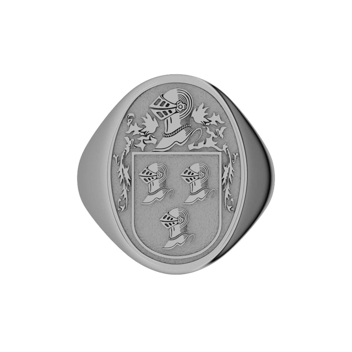 Silver Florentine Finish Ladies Oval Coat Of Arms Ring - Creative Irish Gifts