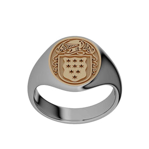 SIlver and 10K Florentine Finish Ladies Oval Coat Of Arms Ring - Creative Irish Gifts