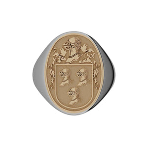 SIlver and 10K Florentine Finish Ladies Oval Coat Of Arms Ring - Creative Irish Gifts