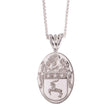 Silver Florentine Finish Large Oval Shield Coat of Arms Necklace - Creative Irish Gifts