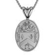 10K White Gold Florentine Finish Large Oval Shield Coat of Arms Necklace - Creative Irish Gifts