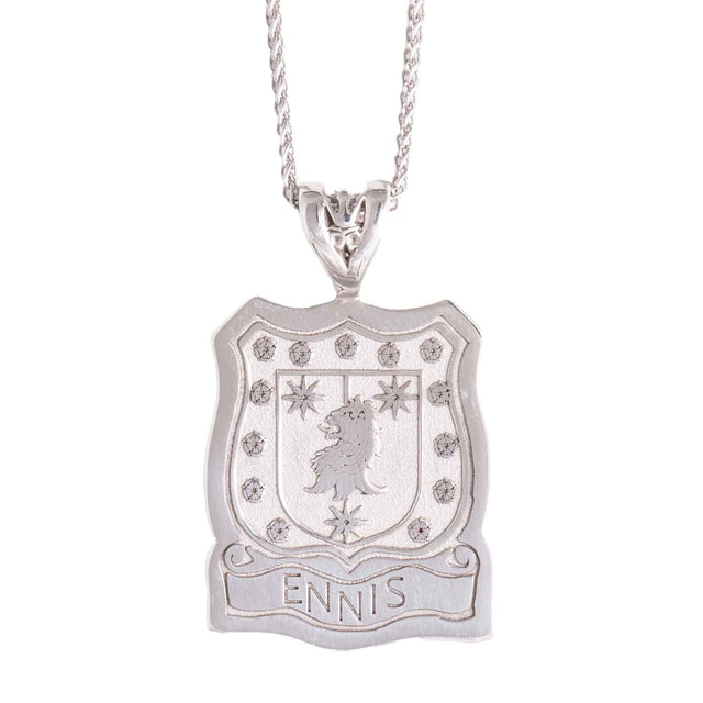 Silver Florentine Finish Shield Coat of Arms Necklace - Creative Irish Gifts