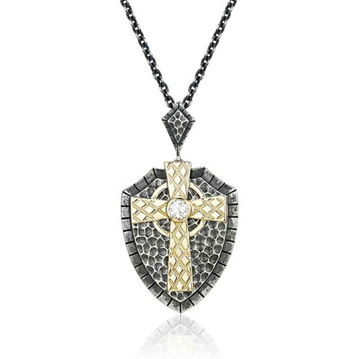 Celtic Cross Necklace with Moissanite Stones - Creative Irish Gifts