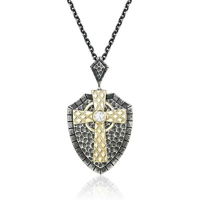 Celtic Cross Necklace with Moissanite Stones - Creative Irish Gifts