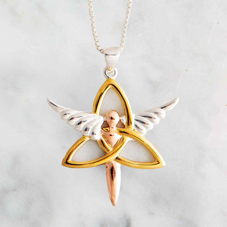 Trinity Knot Angel Three Tone Pendant