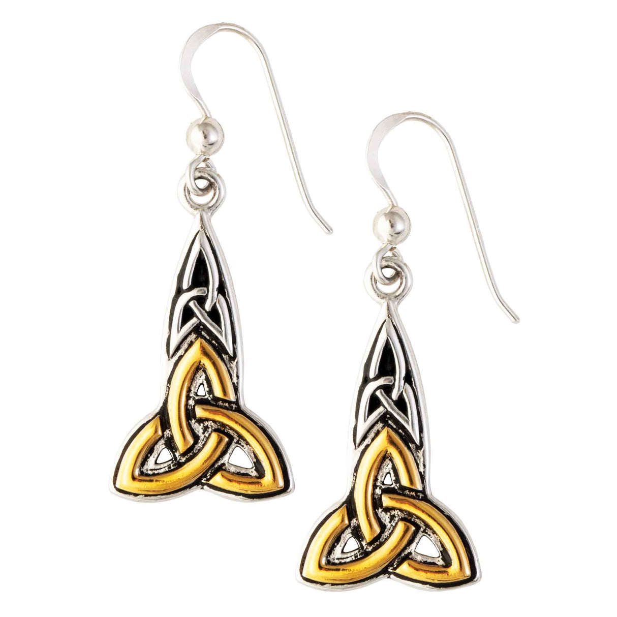 Silver & Gold Trinity Drop Earrings