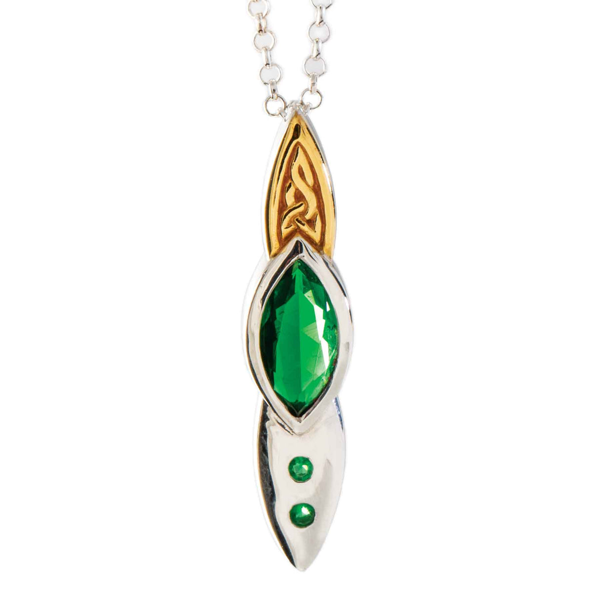 Eternity Celtic Knot Pendant Necklace with Emerald