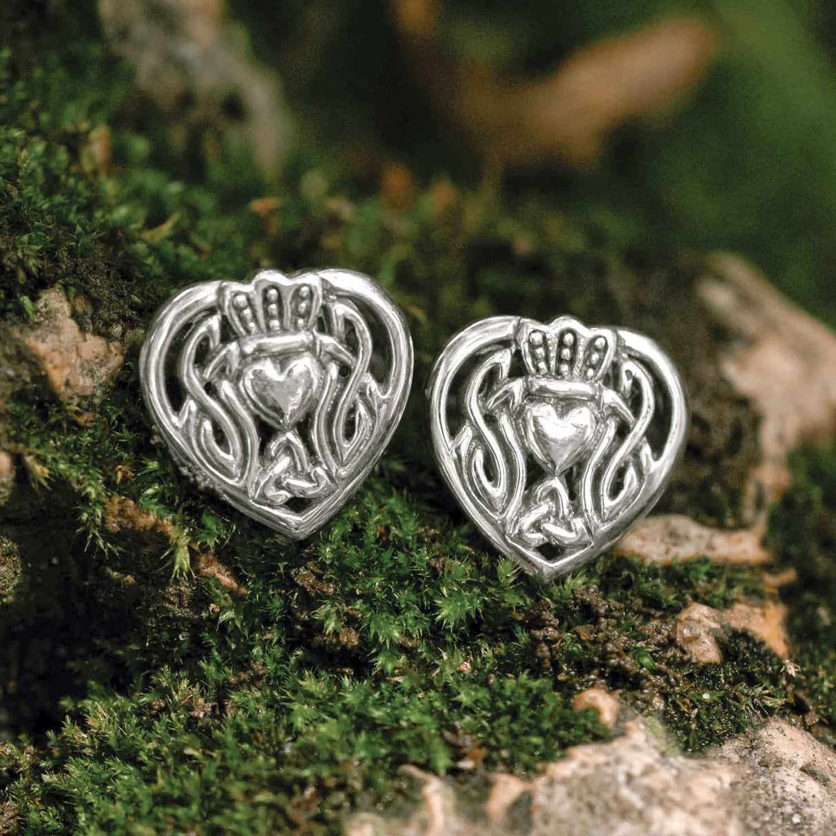 Celtic Claddagh Heart Post Earrings