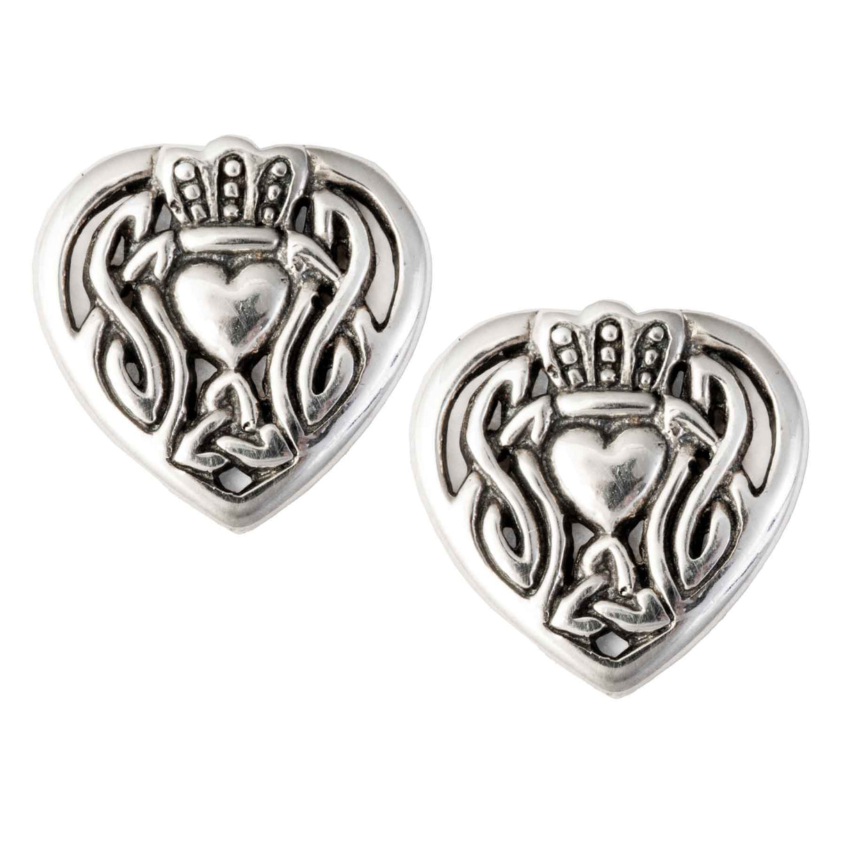 Celtic Claddagh Heart Post Earrings