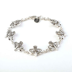 Scottish Thistle Charms Bracelet in Silver