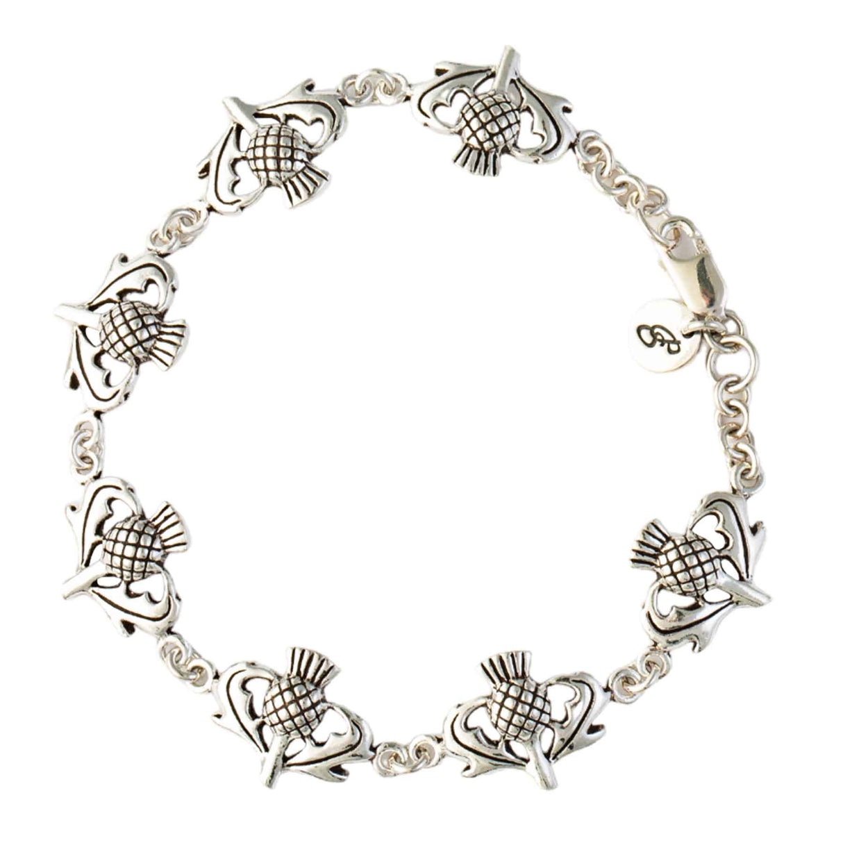 Scottish Thistle Charms Bracelet in Silver