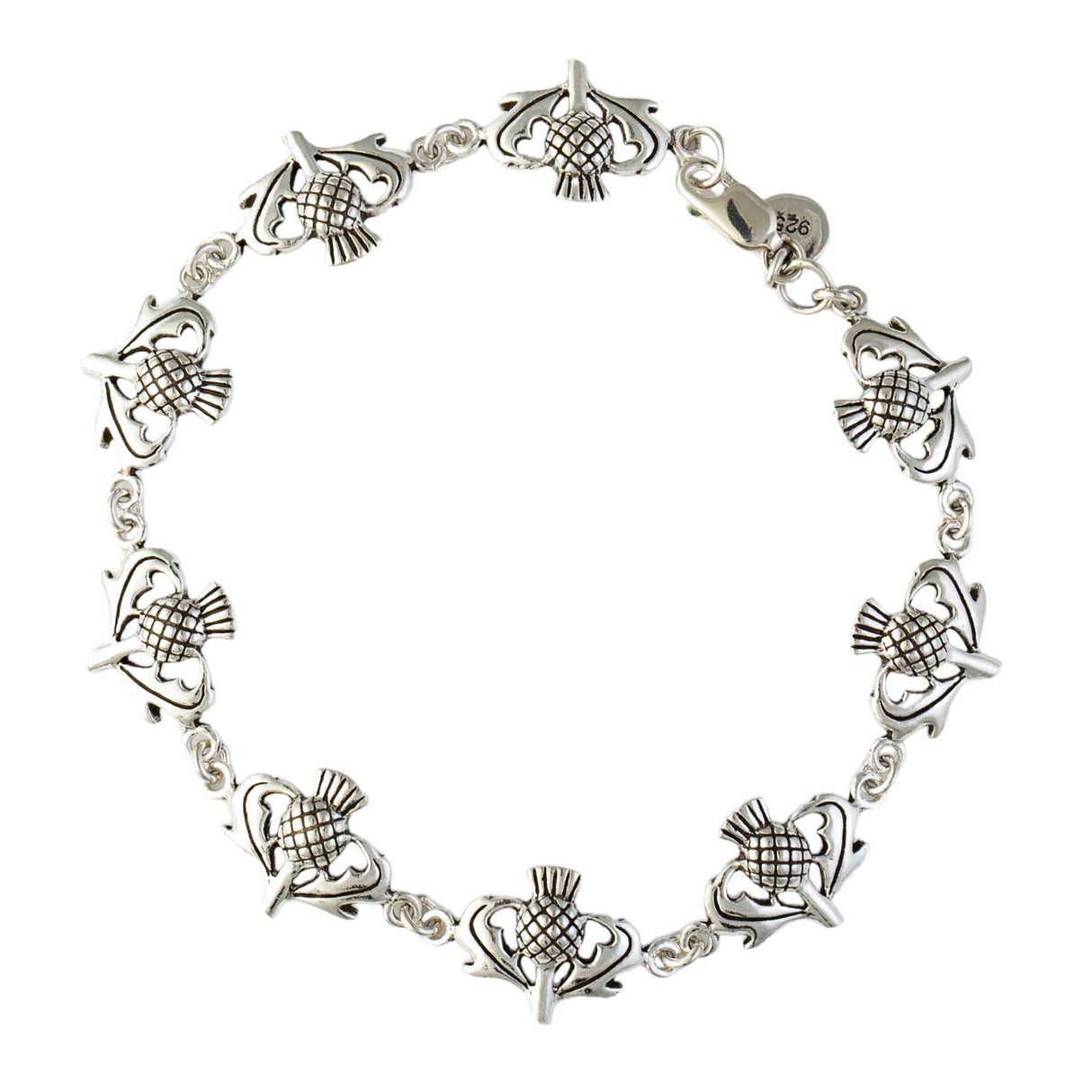 Scottish Thistle Charms Bracelet in Silver