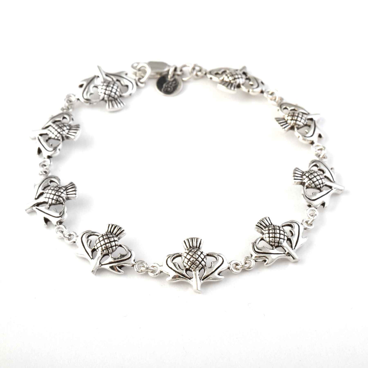 Scottish Thistle Charms Bracelet in Silver