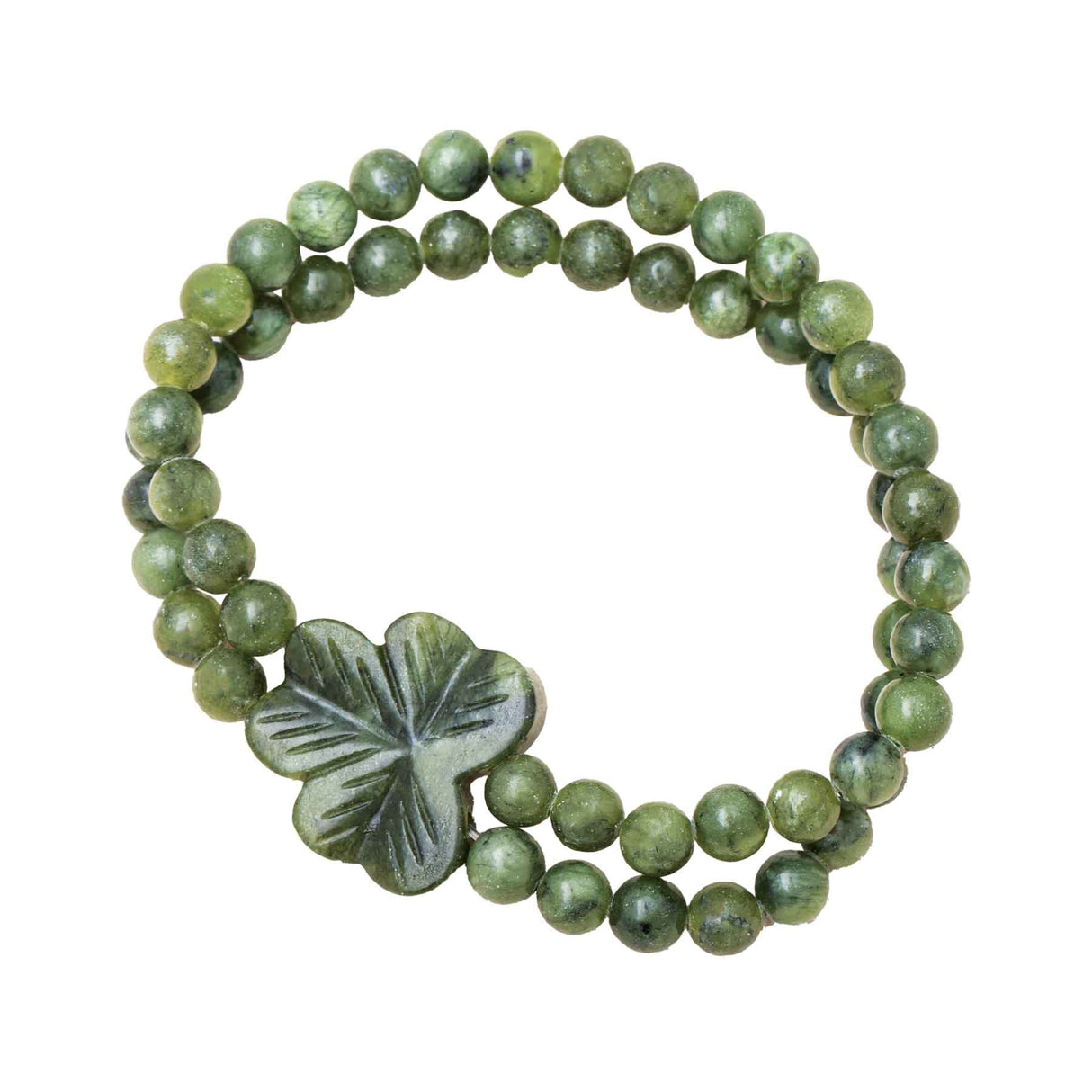 Connemara Marble Carved Shamrock Stretch Bracelet