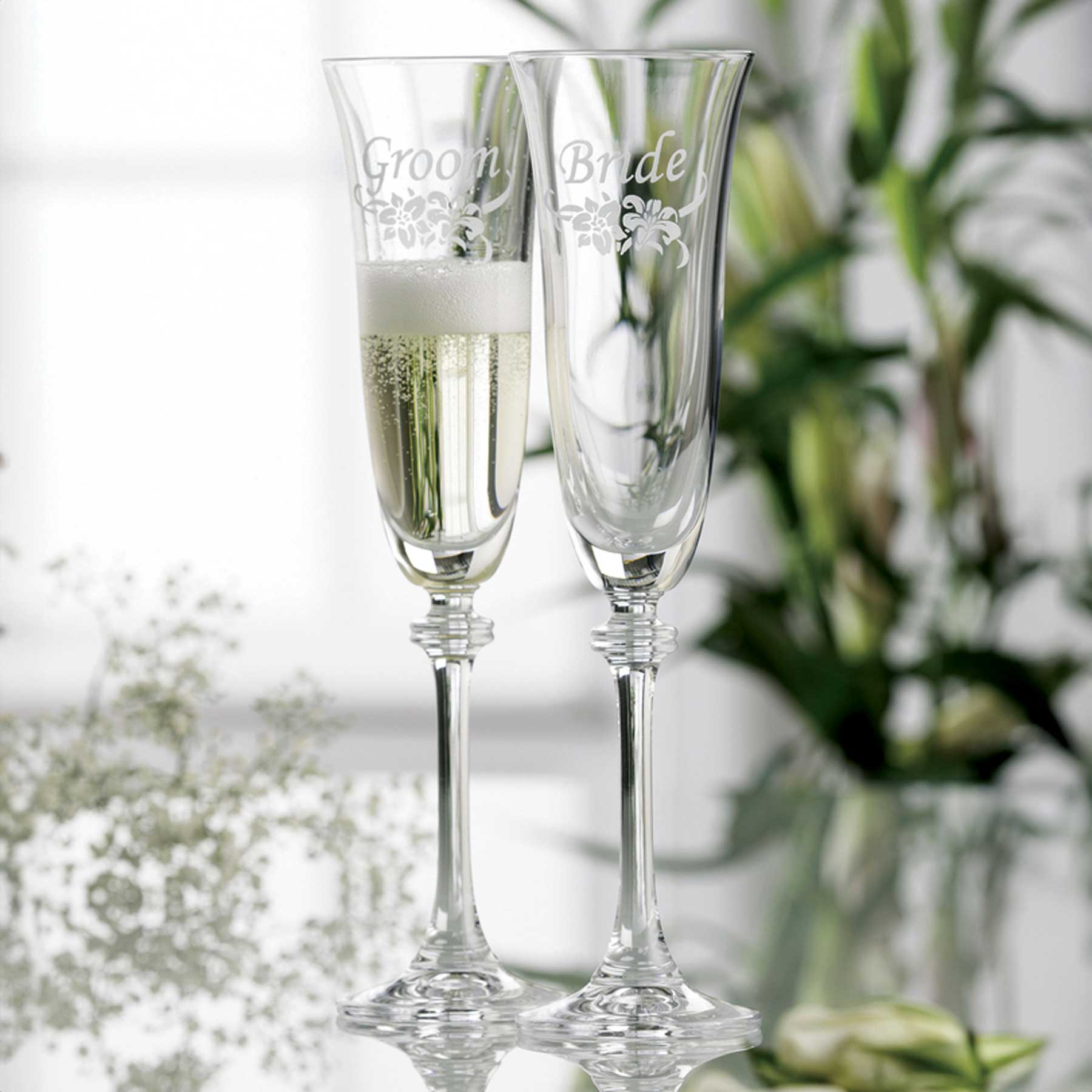 Galway Bride and Groom Crystal offers Flutes