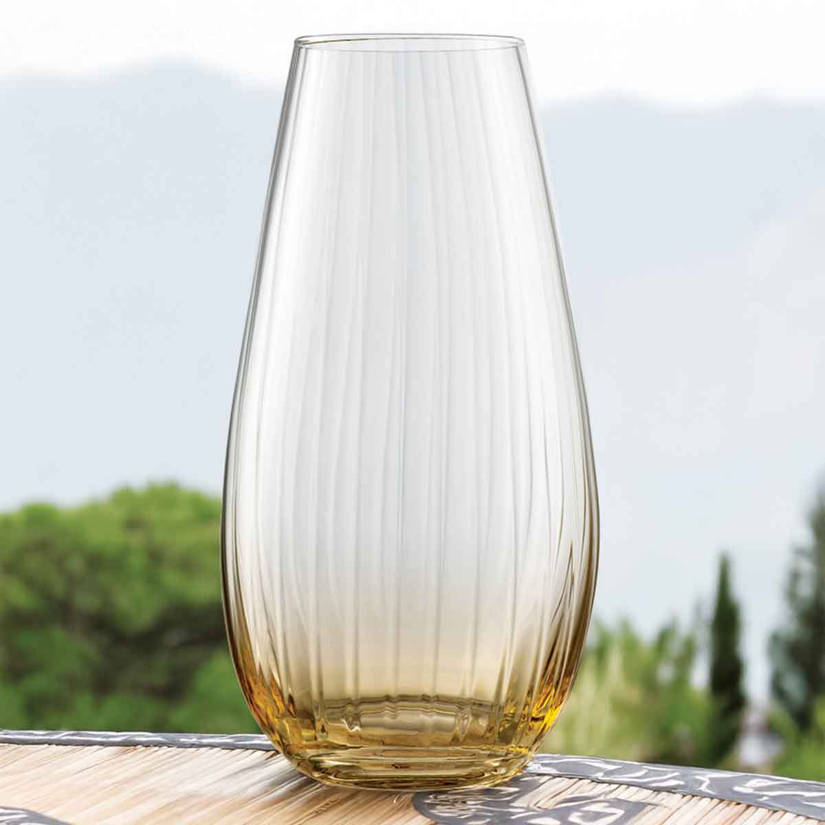 Galway Crystal Erne 9.5" Vase- Amber