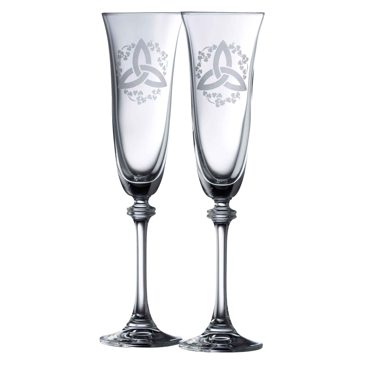 Galway Trinity Knot Shamrock Liberty Flutes, Set of 2