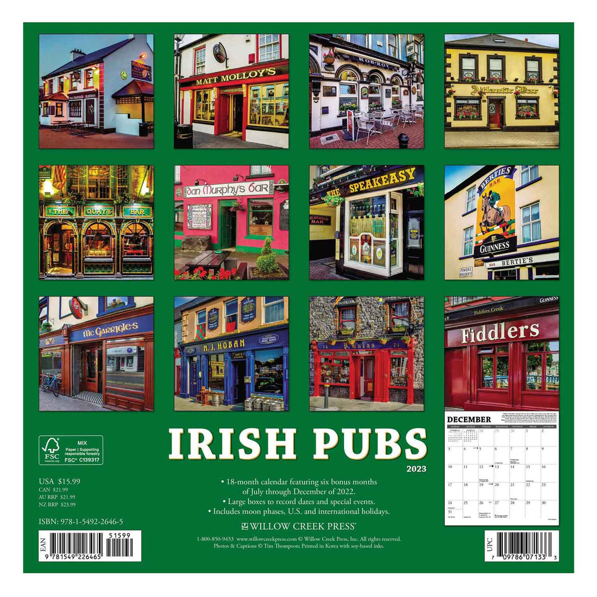 2023 Irish Pubs 18 Month Wall Calendar