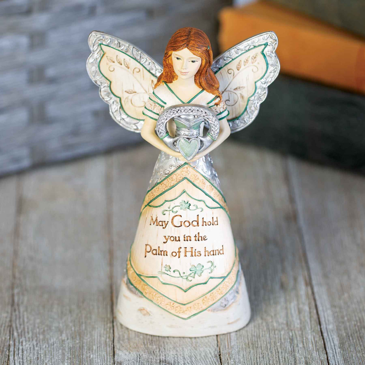 Irish Blessing Angel Holding Claddagh