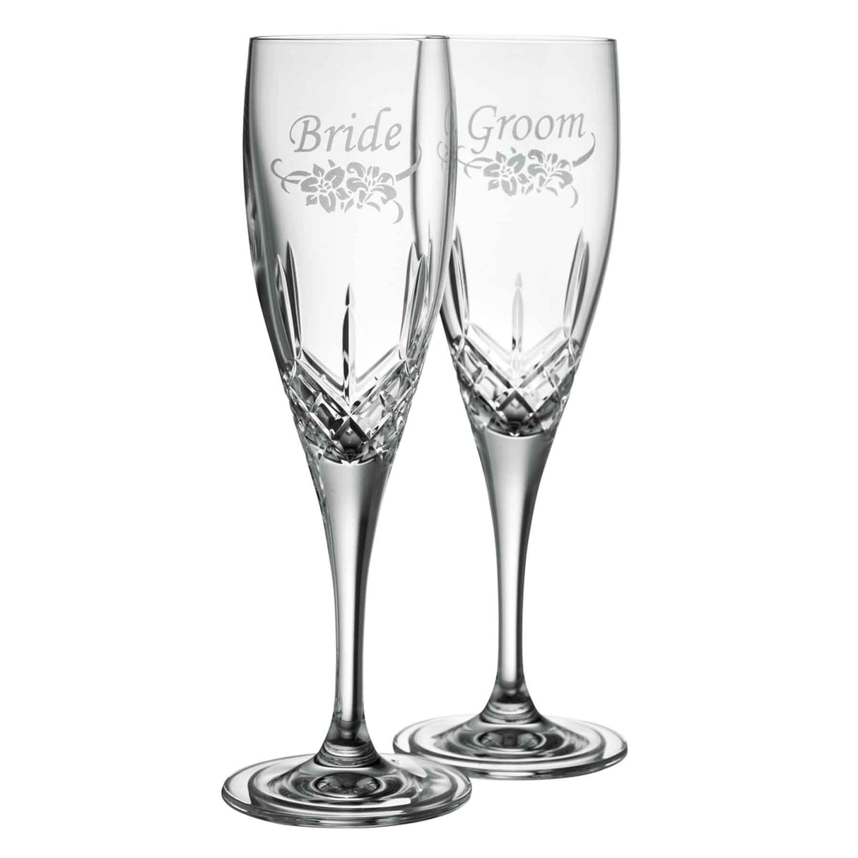 Galway Bridge and Groom Floral Flutes - Creative Irish Gifts