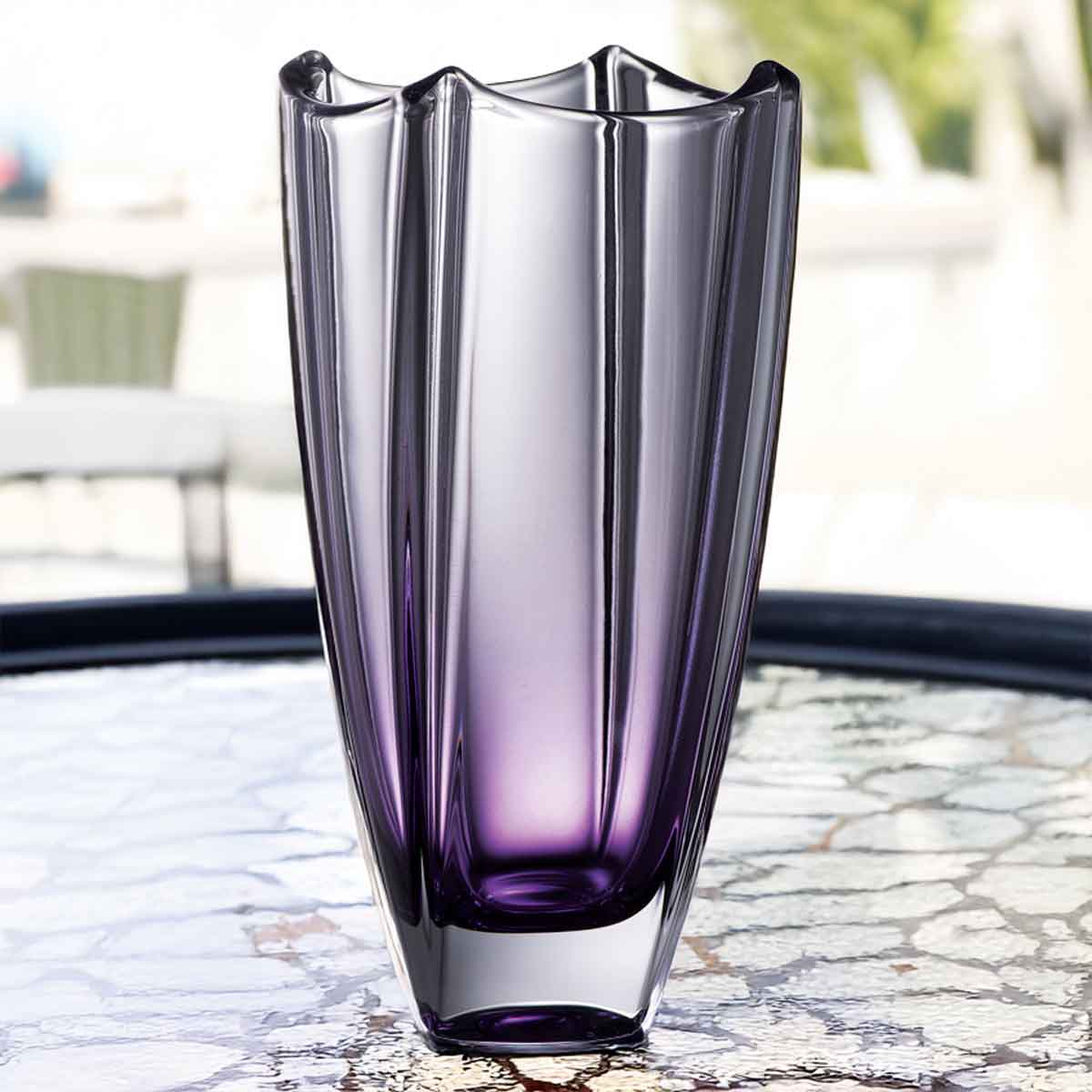 Galway Crystal Amethyst Dune 12" Square Vase