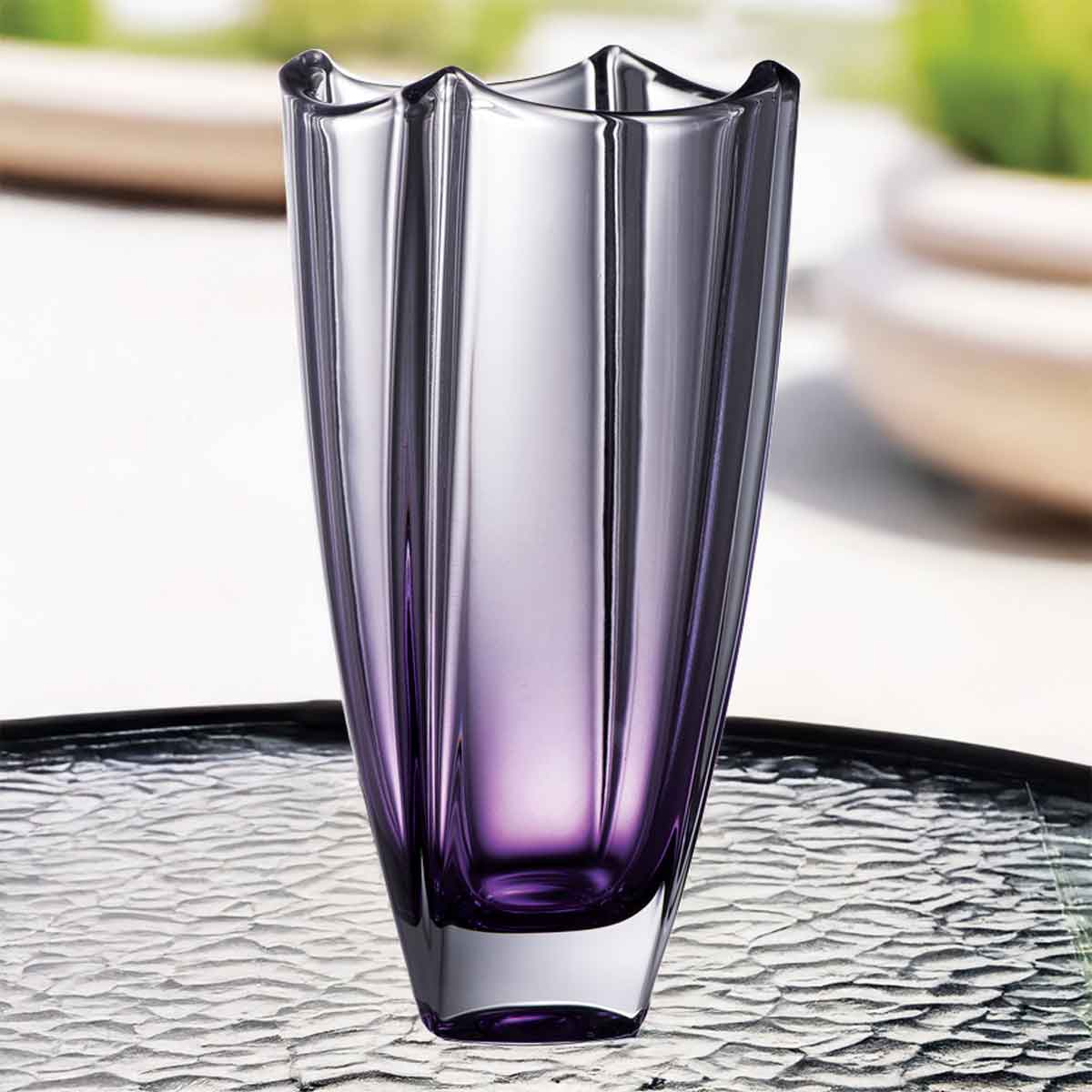 Galway Crystal Amethyst Dune 10" Square Vase