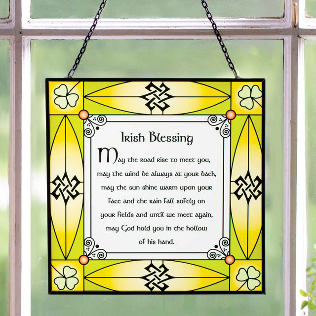 May The Road Rise Irish Blessing Stained Glass Window Panel - Creative Irish Gifts