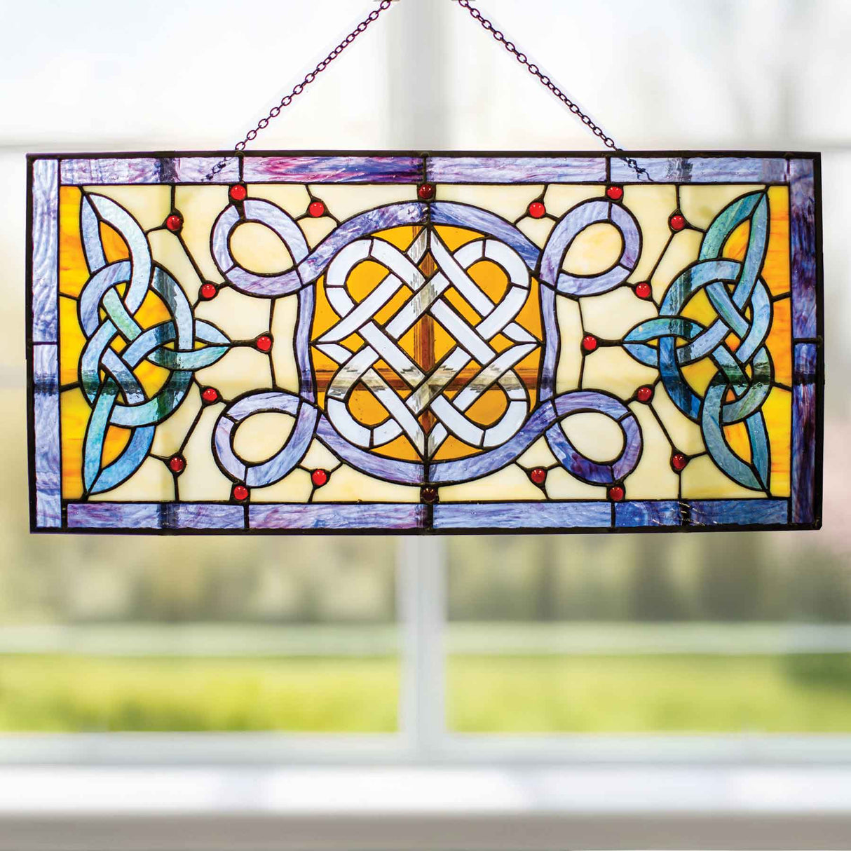 Celtic Knot Design Stained Glass Window Hanging