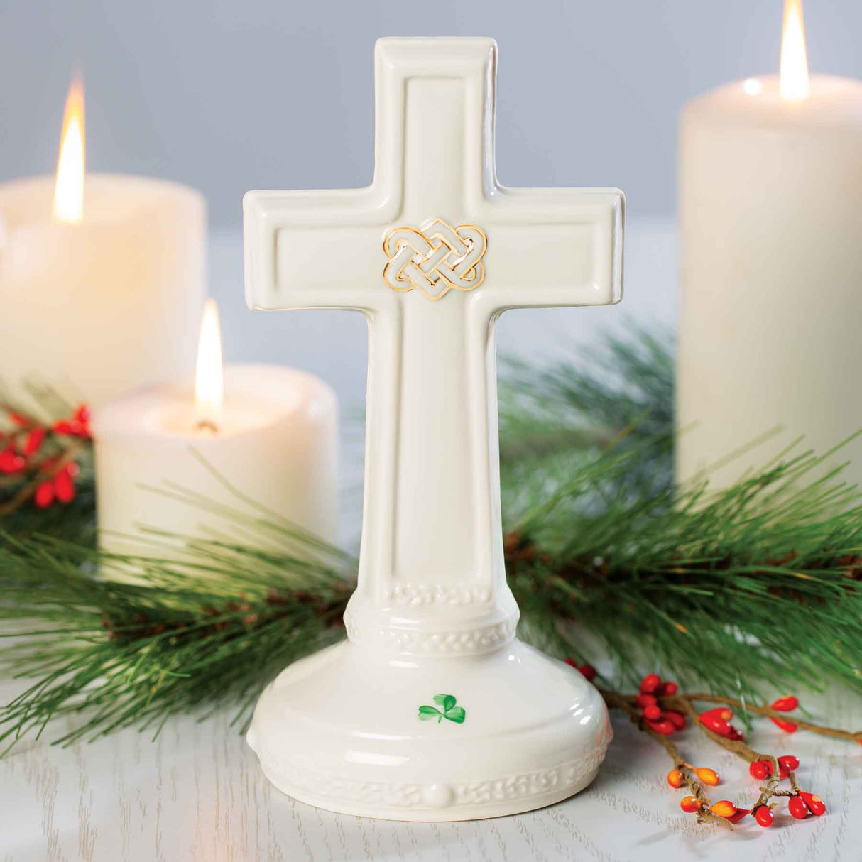 Belleek Love Knot Cross