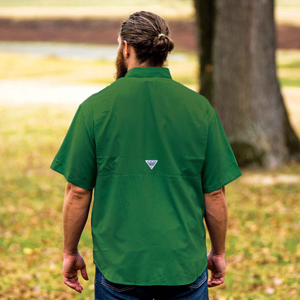 Columbia Tamiami Shirt, Green with Ireland Flag - Creative Irish Gifts