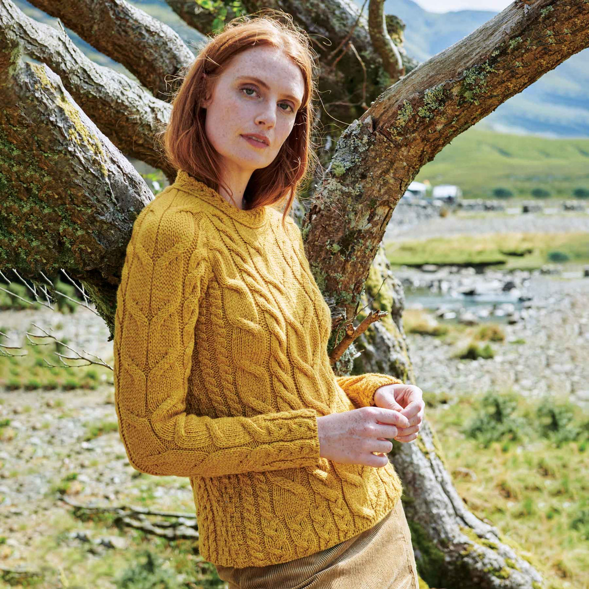 Aran Cable Knit Sweater- Mustard Yellow – Creative Irish Gifts