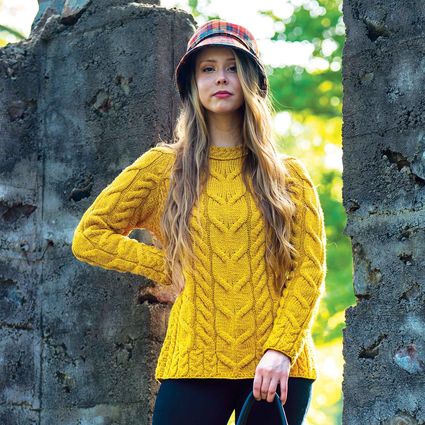 Yellow knit sweater fashion