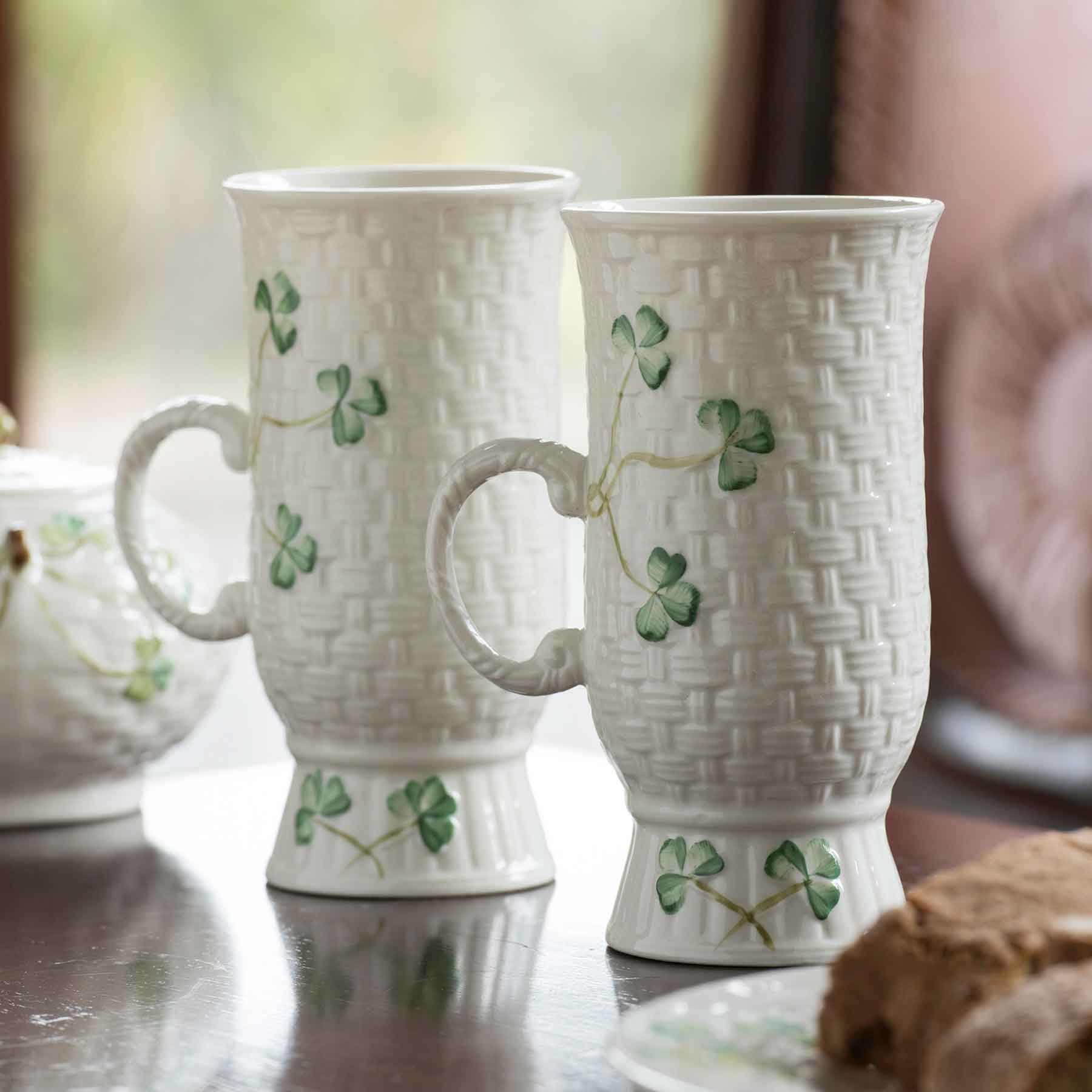 Belleek Shamrock Irish Coffee Mugs– Creative Irish Gifts