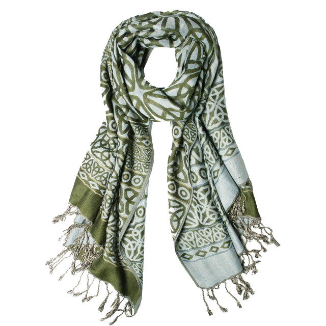 Celtic Knot Scarf- Green and Sky Blue – Creative Irish Gifts