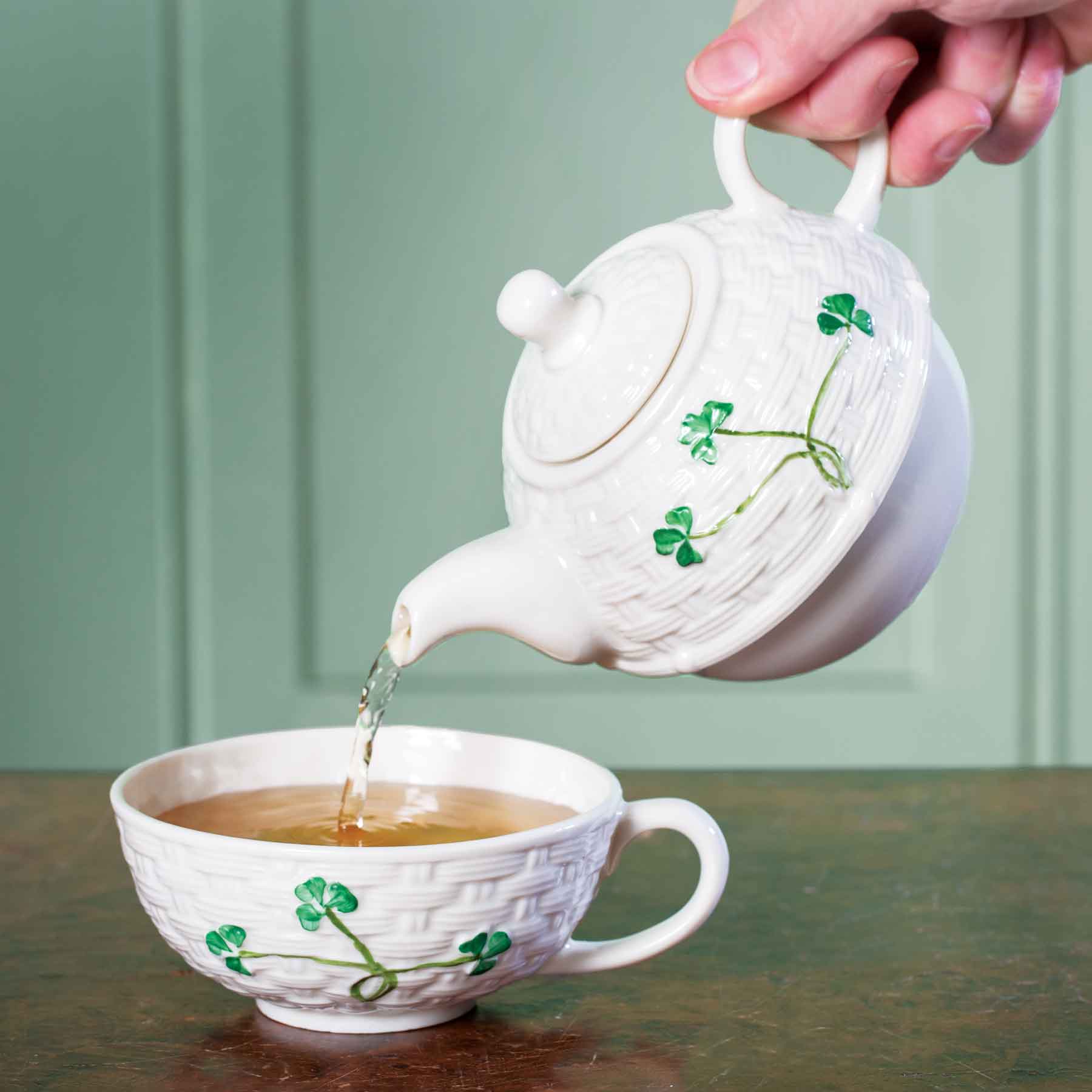 Belleek Shamrock Tea For One Set